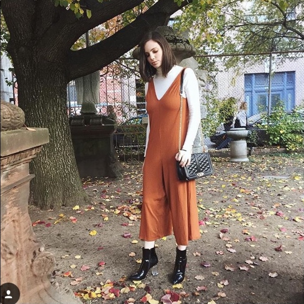 Zara Burnt Orange Ribbed Jumpsuit